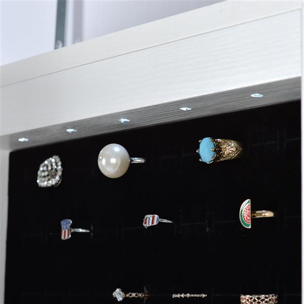 Full Mirror Fashion Simple Jewelry Storage Cabinet  With Led Light  Can Be Hung On The Door Or Wall