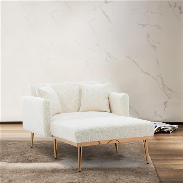 fashionable and classic style chaise lounge chair / accent chair for Living Room, bedroom (Teddy White)