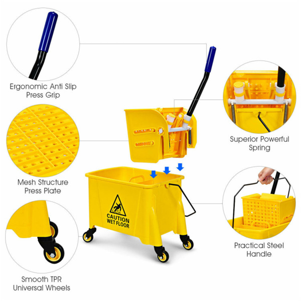 Cleaning bucket, mop bucket, yellow