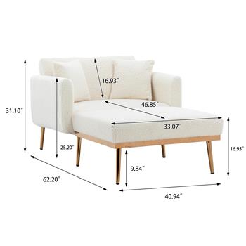 fashionable and classic style chaise lounge chair / accent chair for Living Room, bedroom (Teddy White)