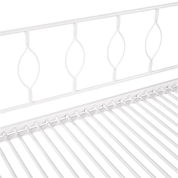 Twin Size Metal Daybed with Trundle, Daybed with Slat No Box required White