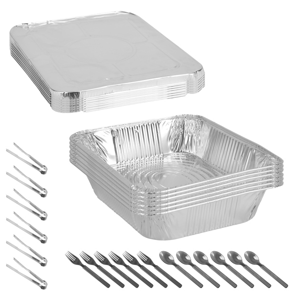 36-Pcs Disposable Chaffing Buffet with-Covers, Utensils – Premium Chafing Dish Set for Events, Parties, Catering