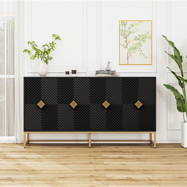 Carved 4 Door Sideboard ,Sideboard Buffet Cabinet With Storage ,Modern Coffee Bar Cabinet With  Adjustable Shelf For Living room,Diningroom,Kitchen