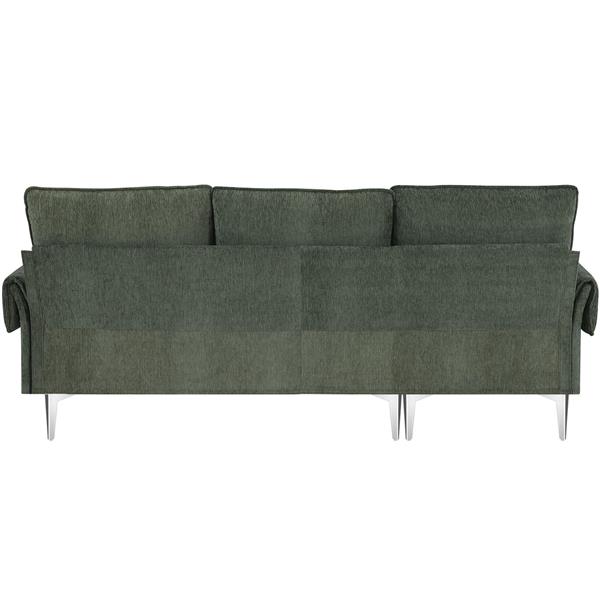 [VIDEO provided] [New]84 " Convertible Sectional Sofa, Modern Chenille L-Shaped Sofa Couch with Reversible Chaise Lounge, Fit for Living Room, Apartment(2 Pillows)