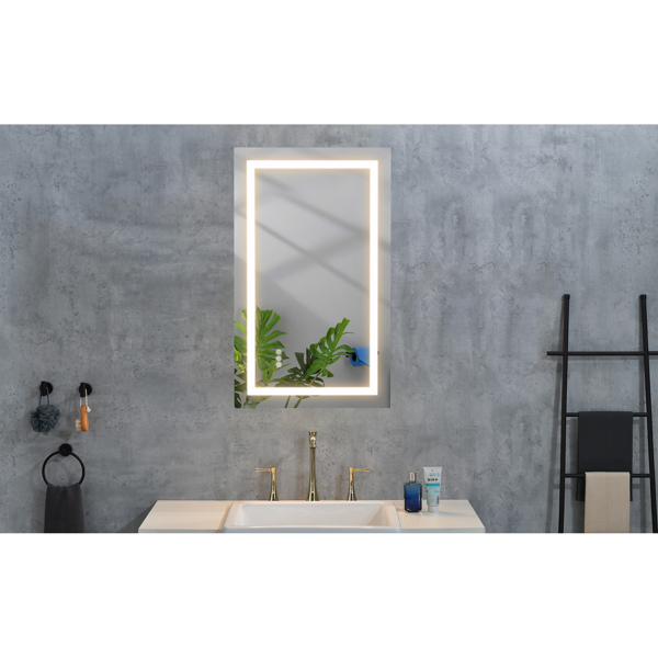 40x24 Inch LED Bathroom Mirror with Frontlit and Backlit, Wall Mounted Vanity Mirror with Smart Touch Button, Anti-Fog, Memory Function, 3 Colors, Stepless Dimmable Makeup Mirror(Horizontal/Vertical)