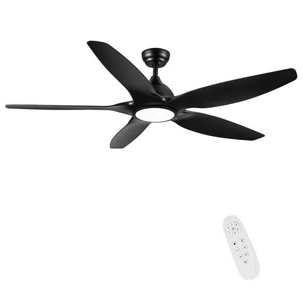 60 In Intergrated LED Ceiling Fan Lighting with Black ABS Blade