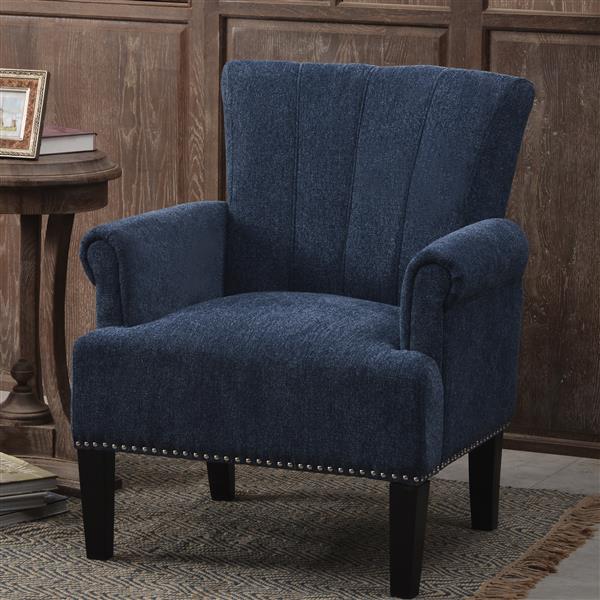 Tufted Polyester Armchair ,Navy Blue