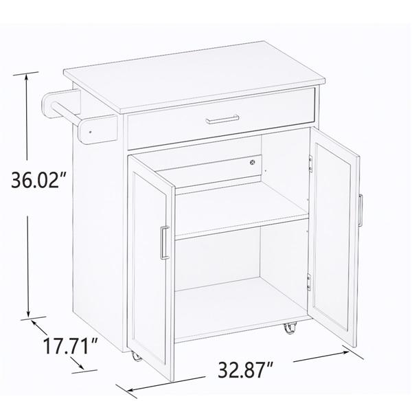 Kitchen island rolling trolley cart with Adjustable Shelves and towel rack rubber wood table top