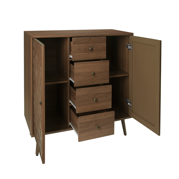 2 door 4 drawer cabinet, Suitable for Bedroom, Living Room, Study 