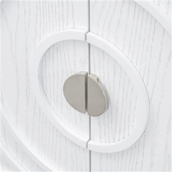 Retro Sideboard door with Circular Groove Design Round Metal Door Handle for Entrance, Dinning Room, Living Room (White)