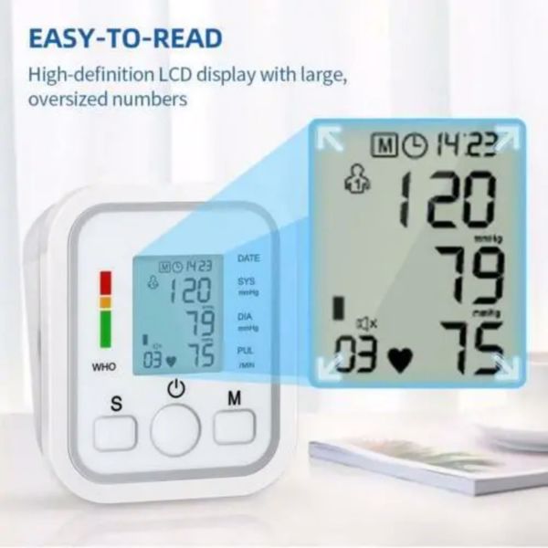 2024 Digital Automatic Blood Pressure Monitor Upper Arm BP Machine Heart Rate HP