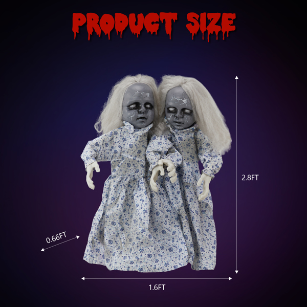 2.8ft Twin Girls Halloween Standing Decoration