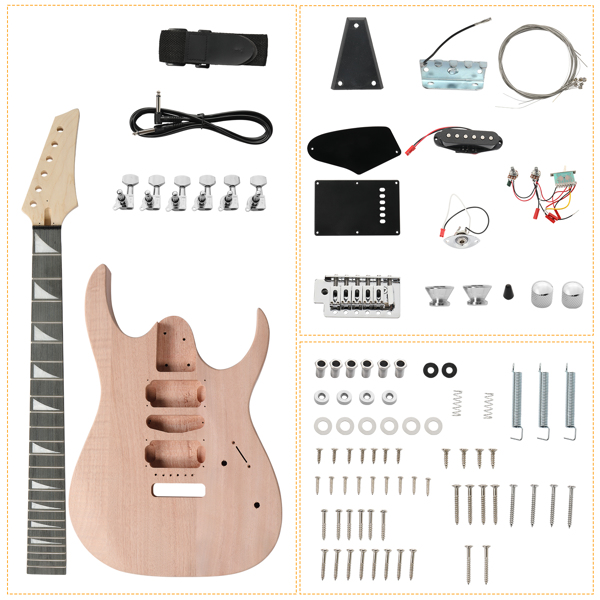 DIY 6 String 170 Style Electric Guitar Kits with Mahogany Body, Maple Neck and Accessories