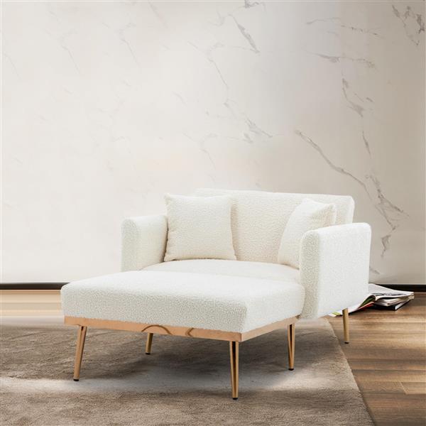 fashionable and classic style chaise lounge chair / accent chair for Living Room, bedroom (Teddy White)