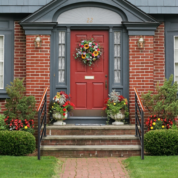 Handrails for Outdoor Steps, Wrought Iron Solid Wood Hand Railing for Concrete Steps, Porch Steps, Wooden Steps, Fits 1 to 3 Steps