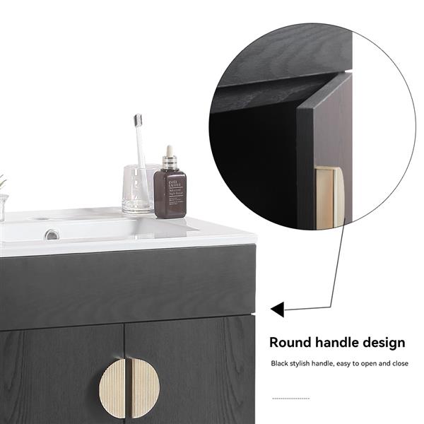 20" Bathroom Vanity with Sink,Large Storage Space, Wall Mounted Bathroom Vanity Sink,Black