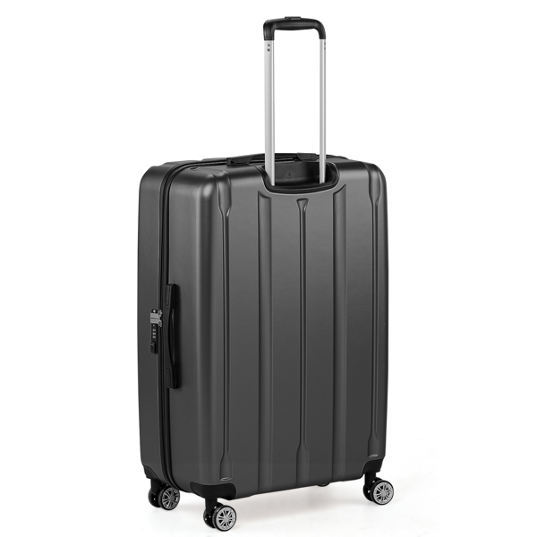 FCH 3-in-1 suitcase vertical stripes trolley case 20in 24in 28in ABS PC classic color 02-dark gray