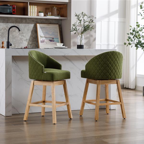 Bar Stools Set of 2 Counter Height Chairs with Footrest for Kitchen, Dining Room And 360 Degree Swivel