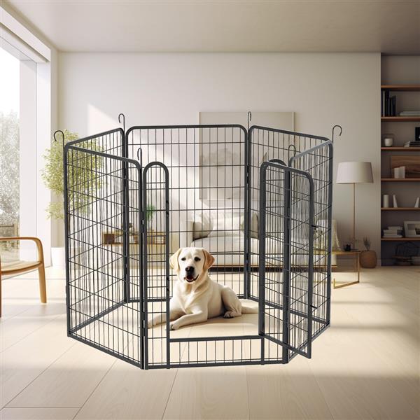 6 Panels Heavy Duty Metal Playpen with door,39.37"H Dog Fence Pet Exercise Pen for Outdoor, Indoor