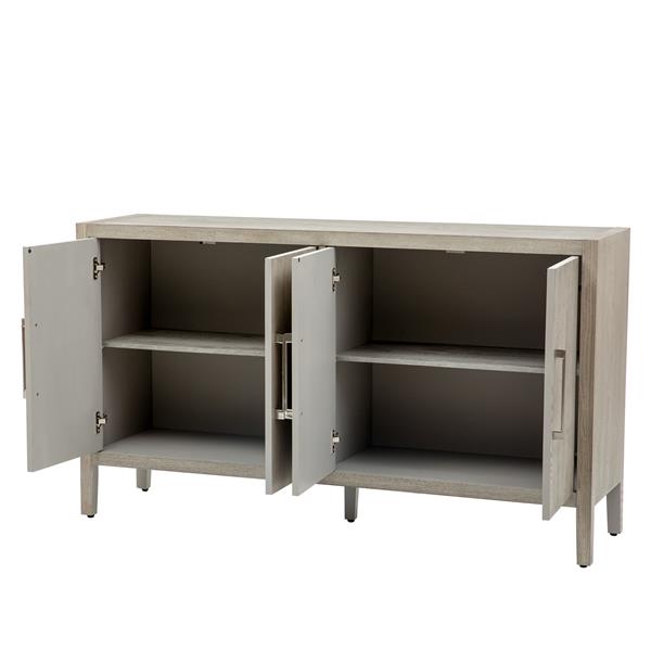 Storage Cabinet Sideboard Wooden Cabinet with 4 Metal handles ,4 Shelves and 4 Doors for Hallway, Entryway, Living room