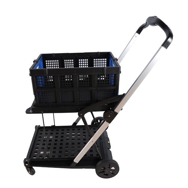 Folding service cart with wheels double-decker, shopping, library, office warehouse moving carts