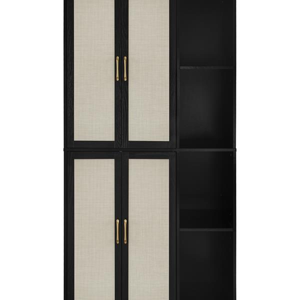 4 Door Cabinet with 4 Shelves with 4 Adjustable Inner Shelves, Storage Cabinet