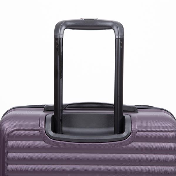 3 Piece Luggage Sets ABS Lightweight Suitcase with Two Hooks, Spinner Wheels, TSA Lock, (20/24/28) PURPLE