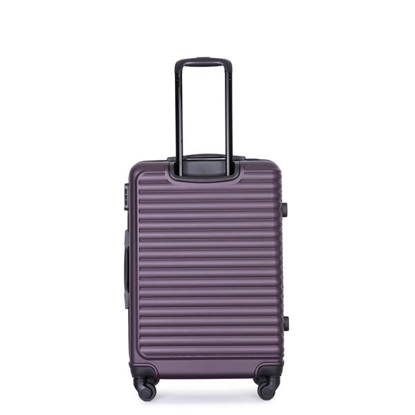 3 Piece Luggage Sets ABS Lightweight Suitcase with Two Hooks, Spinner Wheels, TSA Lock, (20/24/28) PURPLE