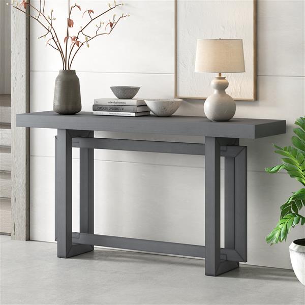 Contemporary Console Table with Wood Top, Extra Long Entryway Table for Entryway, Hallway, Living Room, Foyer, Corridor