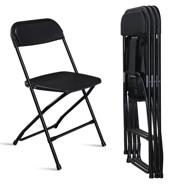 4pcs Injection Molding Classic Garden Plastic Folding Chair Black