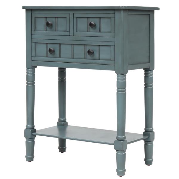 Narrow Console Table, Slim Sofa Table with Three Storage Drawers and Bottom Shelf for Living Room, Easy Assembly (Navy)