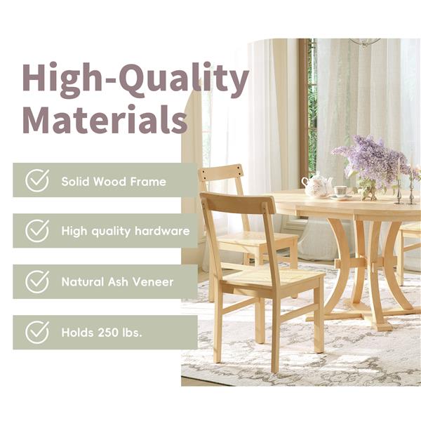 5-Piece Rustic Round Pedestal Extendable Dining Table Set with 15.7" Removable Leaf and Simple Dining Chirs for Small Places, Natural