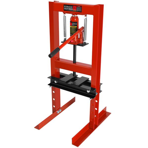 Hydraulic 6 Ton H-Frame Garage Floor Adjustable Shop Press with Plates, 6T, Red