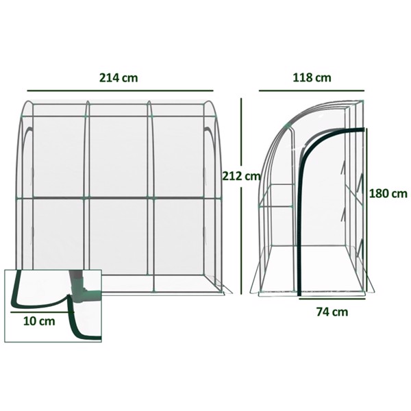 Walk-In Lean to Wall Tunnel Greenhouse 