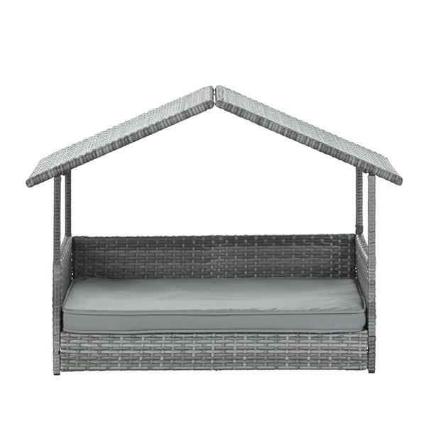 Dog Bed, Pet Bed, Pet Enclosures, Pet Outdoor Furniture, Pet Patio Furniture, Seasonal PE Wicker Pet Furniture, Dog Bed With Canopy