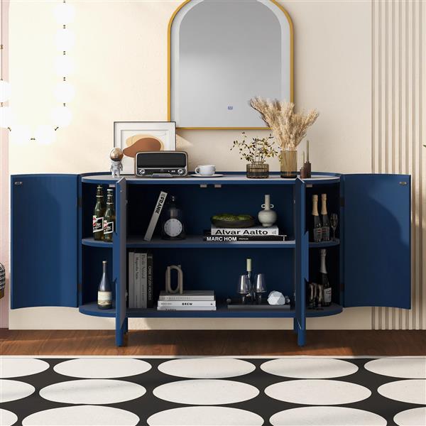 Curved Design Light Luxury Sideboard with Adjustable Shelves,Suitable for Living Room,Study and Entrance