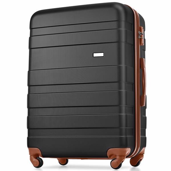 Luggage Sets New Model Expandable ABS Hardshell 3pcs Clearance Luggage Hardside Lightweight Durable Suitcase sets Spinner Wheels Suitcase with TSA Lock 20''24''28''(black and brown)