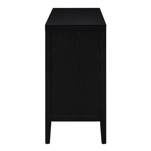 Retro Sideboard door with Circular Groove Design Round Metal Door Handle for Entrance, Dinning Room, Living Room (Black)