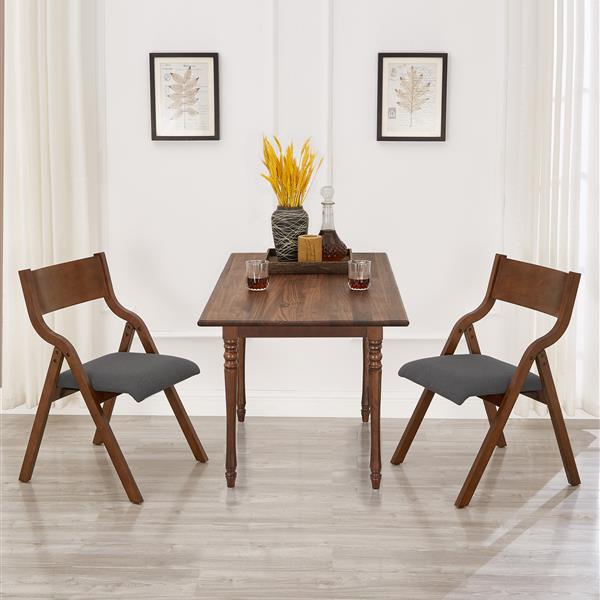 Upholstered folding Dining chair, space saving, easy to carry, Dining Room, 2-Pack-Grey+Walnut