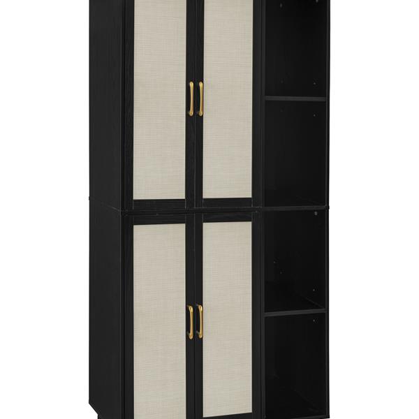 4 Door Cabinet with 4 Shelves with 4 Adjustable Inner Shelves, Storage Cabinet