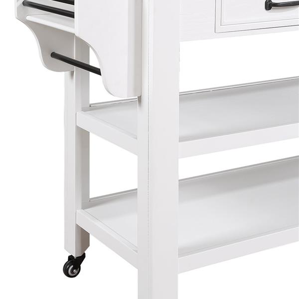 57 inch Rolling Kitchen Island with Storage,Kitchen Cart with Solid OAK Wood Top,Two-sided Kitchen island Cart on Wheels ,Wine and Spice Rack, Large Kitchen Cart with 2 Drawers, Milk White+Natural Top