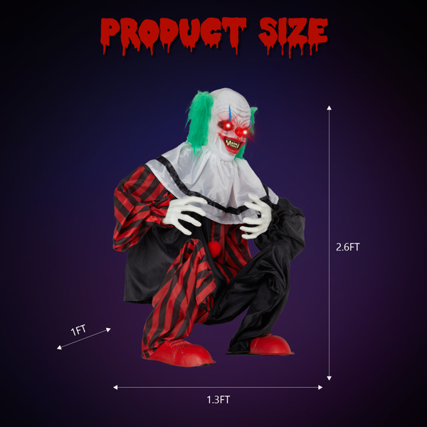 2.6ft Clown  Halloween Standing Decoration