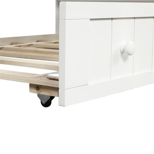 Twin Wooden Daybed with Trundle Bed, Sofa Bed for Bedroom Living Room,White