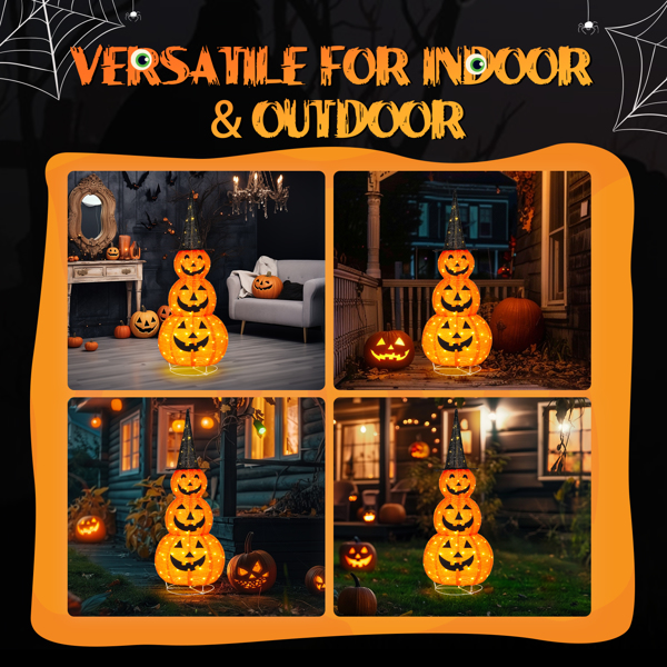 5ft Halloween Collapsible Pumpkin Decorations 100 LED Lights