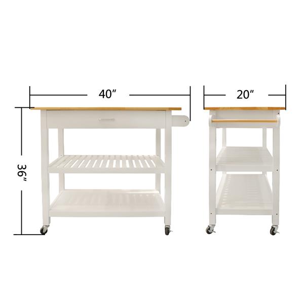 Kitchen Island & Kitchen Cart, Mobile Kitchen Island with Two Lockable Wheels, Simple Design to Display Foods and Utensil Clearly, One Big Drawer Keeps Kitchen Ware from Dust.