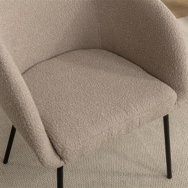 040-Set of 2 Fabric Dining Chairs With Black Metal Legs,Light Coffee