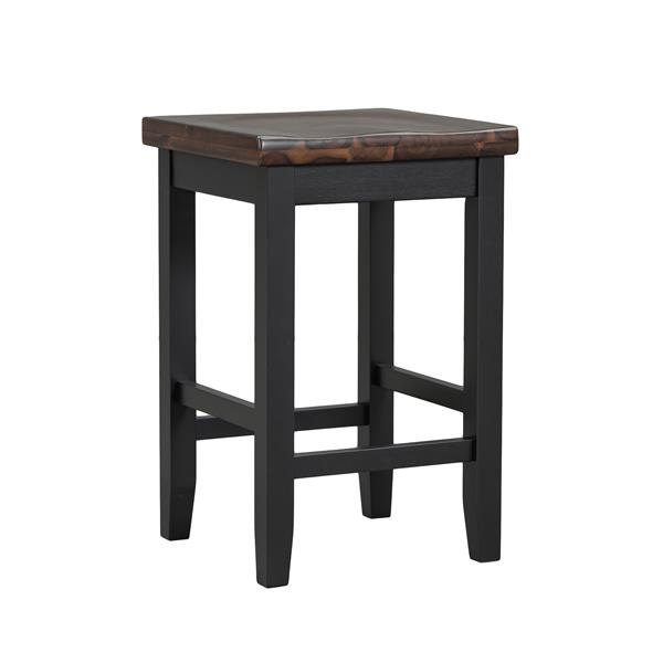 Farmhouse Rustic 3-piece Counter Height Wood Dining Table Set with Cabinet,2 Storage Drawers and 2 Stools for Small Places,Black+Cherry