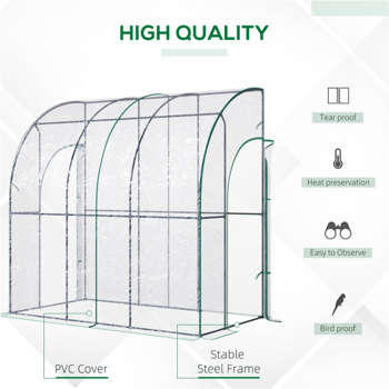 Walk-In Lean to Wall Tunnel Greenhouse 