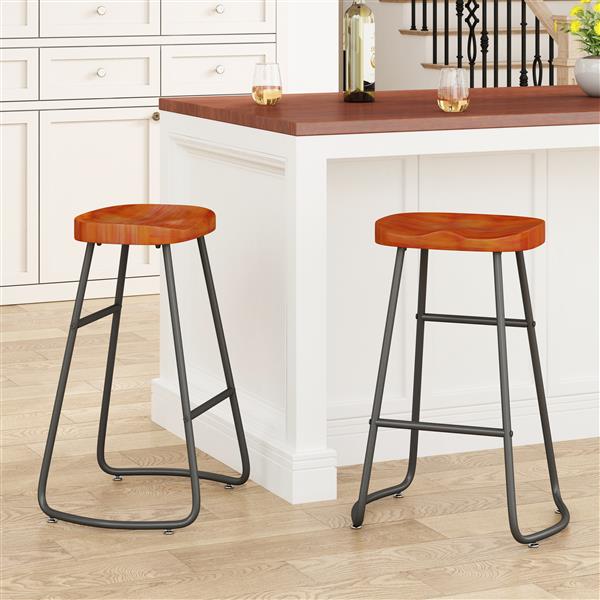 Multi-Functional Kitchen Island Cart with Stylish and Minimalist Bar Stools, Combination Set, Convenient and Practical (Black Kitchen Island + Brown Bar Stools)