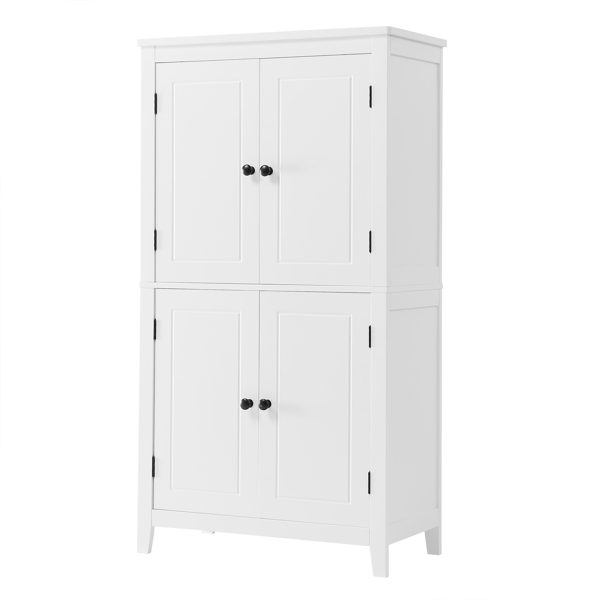 Elegant Bathroom Floor Storage Cabinet, Bathroom Storage Unit, Freestanding Cabinet with 4 Doors, Adjustable Shelves, Adaptable Shelves, White 